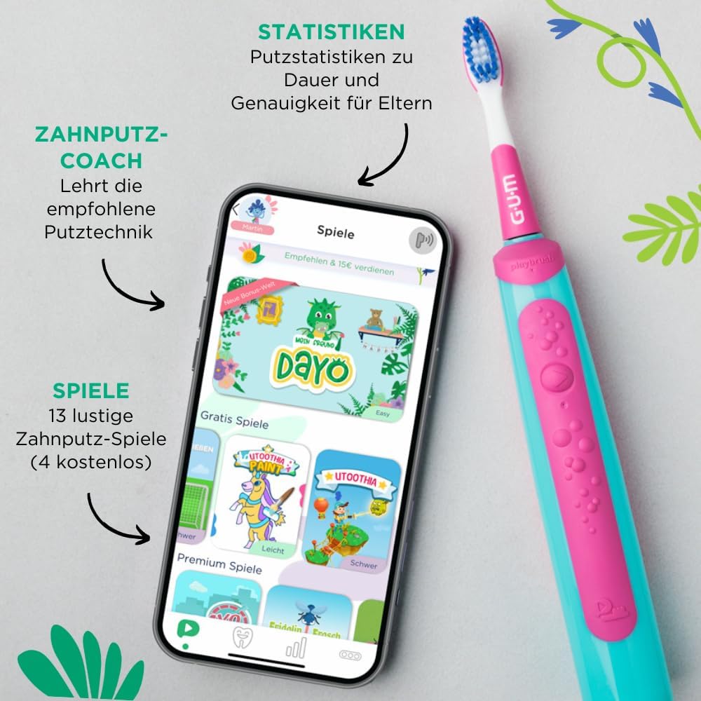 GUM® Playbrush KIDS 6+ Ersatzbürstenköpfe pink, 2 Stück/Packung