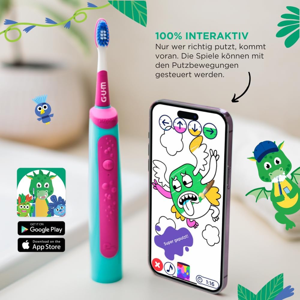 GUM® Playbrush KIDS 6+ Ersatzbürstenköpfe pink, 2 Stück/Packung