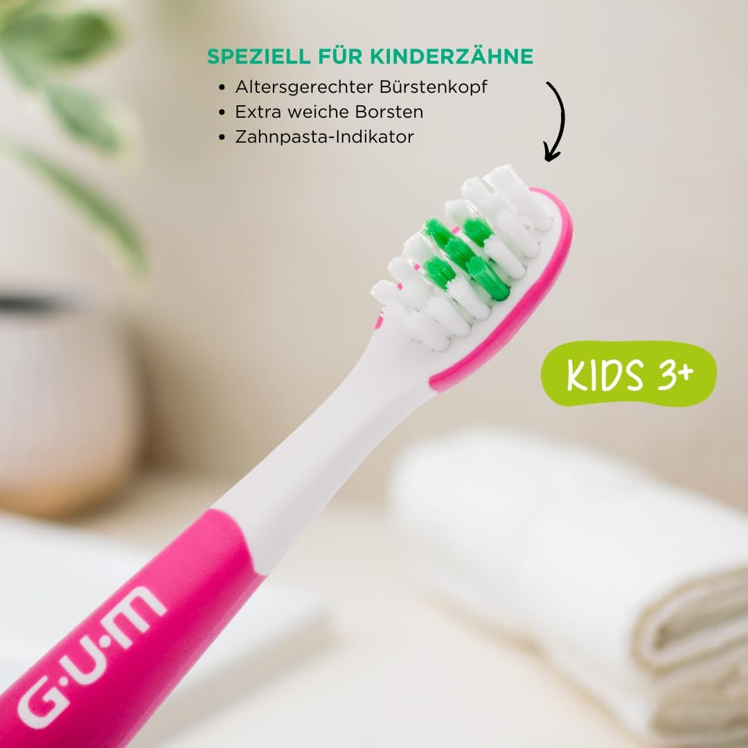 GUM® Playbrush KIDS 3+ Ersatzbürstenköpfe pink, 2 Stück/Packung